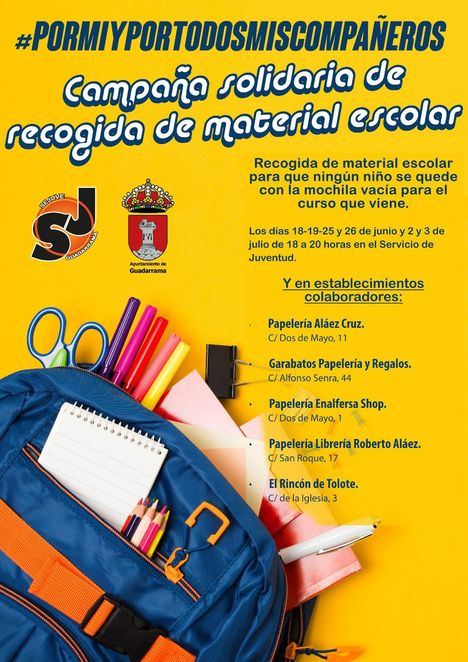 Recogida solidaria de material escolar en Guadarrama