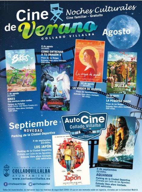 El Cine de Verano regresa a las plazas y parques de Collado Villalba en agosto