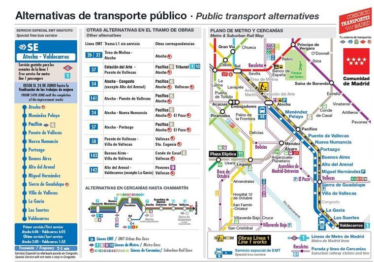 El 24 de junio comenzarán las obras de modernización de la línea 1 de Metro entre Sol y Valdecarros