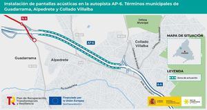 Transportes saca a concurso la colocación de paneles acústicos en la AP-6 a su paso por Collado Villalba, Alpedrete y Guadarrama