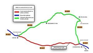 La M-607, cortada desde este miércoles entre Cerceda y Colmenar Viejo por obras
 