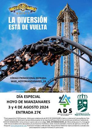 Precios especiales para los vecinos de Hoyo de Manzanares en el Parque Warner, Aquopolis y Atlantis Aquarium