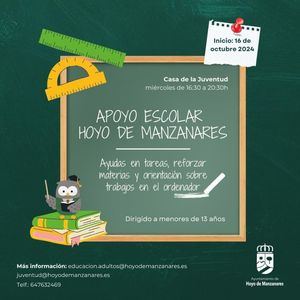 Comienza el Programa de Apoyo Escolar para menores en Hoyo de Manzanares