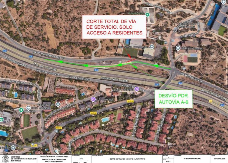 Carreteras instala barreras de hormigón en la vía de servicio de la A-6, en La Berzosilla, para garantizar la seguridad peatonal