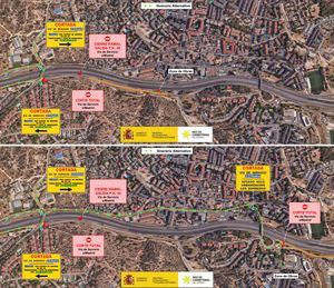 Cortes en la Vía de Servicio de la A-6 a la altura de Torrelodones por obras de asfaltado