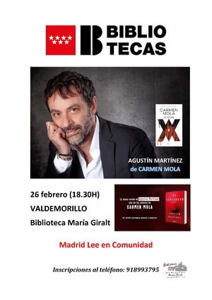 Agustín Martínez (Carmen Mola) mantendrá un encuentro con lectores en Valdemorillo el 26 de febrero