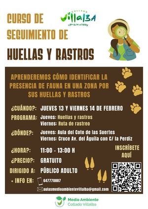 El Aula de la Naturaleza del Coto de las Suertes de Collado Villalba organiza un curso gratuito de huellas y rastros de animales