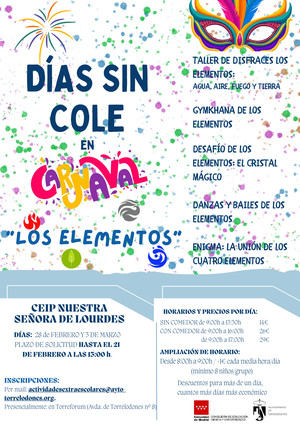 Los Días sin Cole de Torrelodones ofrecen actividades de Carnaval para el 28 de febrero y 3 de marzo