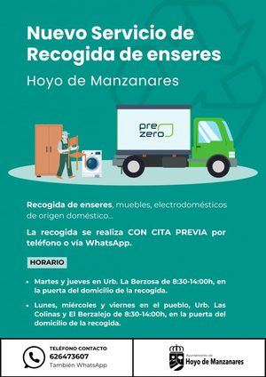 Novedades en el servicio de recogida de muebles y enseres de Hoyo de Manzanares