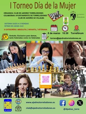 Torrelodones organiza un torneo de ajedrez femenino para conmemorar el 8 de marzo