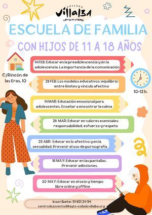 En febrero comenzarán las sesiones de la Escuela de Familia de Collado Villalba, dirigida a padres y madres de niños y adolescentes